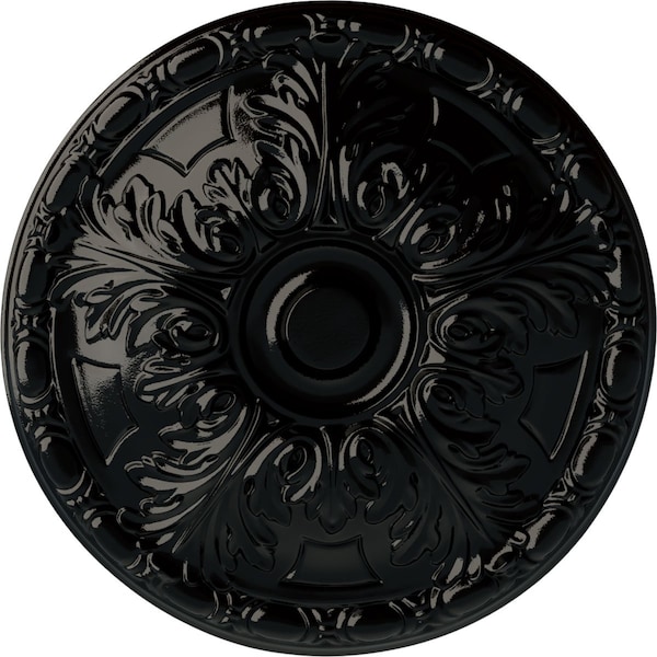 Ekena Millwork Granada Ceiling Medallion (Fits Canopies up to 4 1/4"), Hand-Painted Black Pearl, 15 3/4"OD x 5/8"P CM16GABPS - main